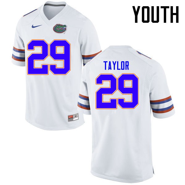 Florida Gators Youth #29 Jeawon Taylor College Football Jersey White